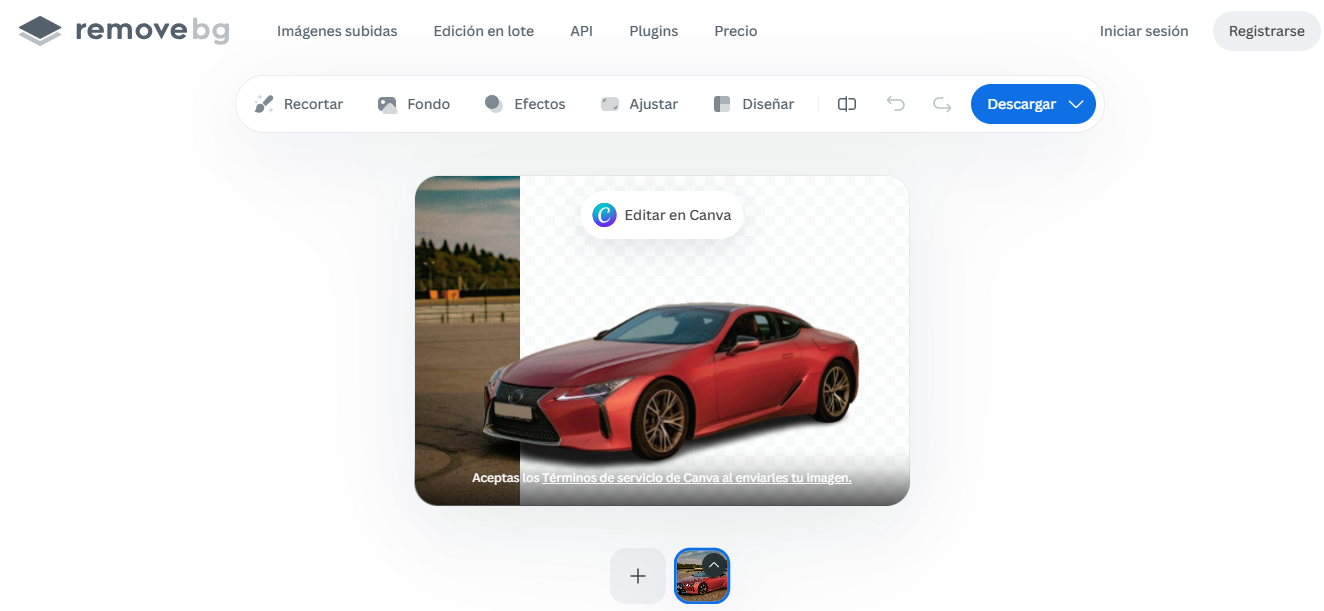 Comparativa de antes y después al quitar fondo de imagen con Remove.bg